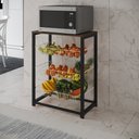 Ver imagem 1 de Fruteira com Suporte para Micro-ondas Barcelona Aço Preto Cesto Branco Tampo Amêndoa
