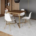 Ver imagem 1 de Mesa Jantar Industrial Quadrada 90cm Amêndoa Base V com 4 Cadeiras Eames Eiffel Brancas Base