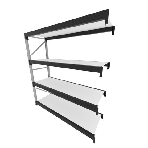 Mini Porta Pallet 200 Kg por Nivel Inicial com 4 Niveis Preto com Mdf Branco