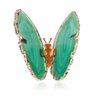 Borboleta Pedra Natural Àgata Verde C/ Borda Dourada - 1
