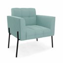 Ver imagem 2 de Poltrona Sala Decorativa Elisa Pé de Aço Lateral Preto Cotelê Ext/veludo Menta D03 - D’Rossi