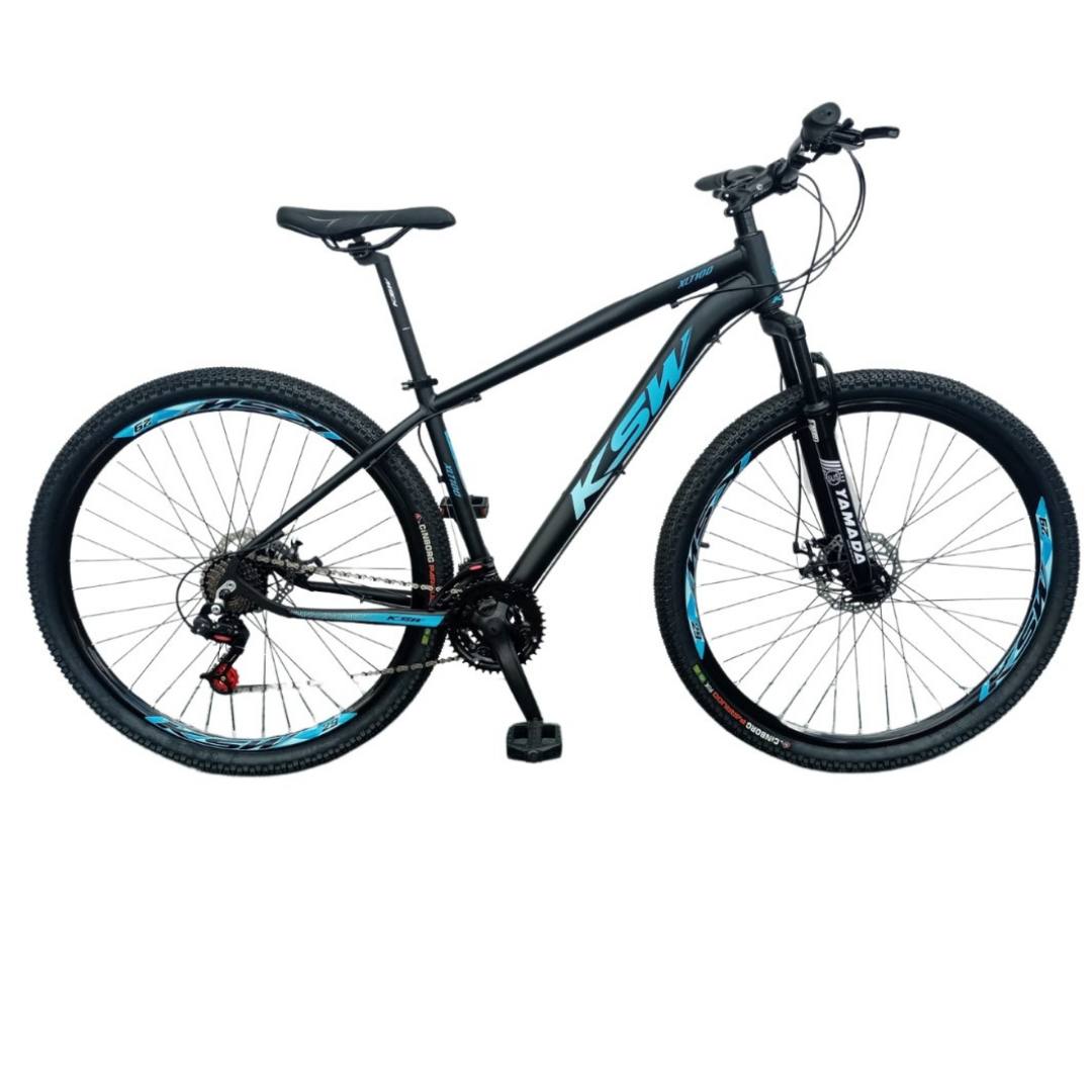 BICICLETA ARO 29 KSW XLT 21V MTB DISCO PRETO/AZUL TAM 19 | MadeiraMadeira