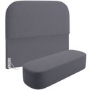 Ver imagem 3 de Cabeceira Cama Box Casal 140cm Lanna com Puff Recamier Doha W01 Suede Cinza - Lyam Decor