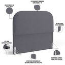 Ver imagem 4 de Cabeceira Cama Box Casal 140cm Lanna com Puff Recamier Doha W01 Suede Cinza - Lyam Decor