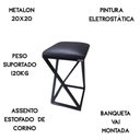 Ver imagem 4 de Banqueta Moderna Estilo Industrial em Z com 50 Cm Altura Preto