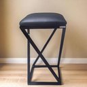 Ver imagem 1 de Banqueta Moderna Estilo Industrial em Z com 50 Cm Altura Preto