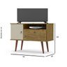 Rack Para TV 32 Polegadas Retrô com 2 Portas e Divisórias - Nature com Off White - 4