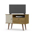 Ver imagem 1 de Rack Para TV 32 Polegadas Retrô com 2 Portas e Divisórias - Nature com Off White