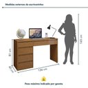 Ver imagem 2 de Conjunto Escritório 2 Peças Escrivaninha Mesa Berlim e Cadeira Eames Base de Madeira Yescasa Marrom/Marrome/Branco