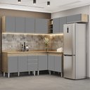 Ver imagem 2 de Armário de Cozinha Modulado de Canto 7 Peças Cp20 Balcão com Tampo Castanho/cinza - Lumil Lumil Móve