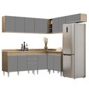 Ver imagem 1 de Armário de Cozinha Modulado de Canto 7 Peças Cp20 Balcão com Tampo Castanho/cinza - Lumil Lumil Móve