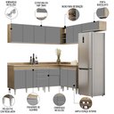 Ver imagem 3 de Armário de Cozinha Modulado de Canto 7 Peças Cp20 Balcão com Tampo Castanho/cinza - Lumil Lumil Móve