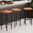 Ver imagem 2 de Kit 04 Banquetas Alta Bar Cozinha Sala de Jantar Preto Stella L02 Couríssimo Camel - Lyam Decor