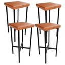 Ver imagem 1 de Kit 04 Banquetas Alta Bar Cozinha Sala de Jantar Preto Stella L02 Couríssimo Camel - Lyam Decor