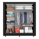 Ver imagem 2 de Guarda Roupa Casal com Espelho Brenda Preto Fosco - Móveis Arapongas Preto Fosco