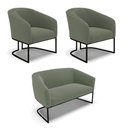 Ver imagem 1 de Sofá Namoradeira e 2 Poltronas Industrial Pto Stella Bouclê Menta D03 - D'Rossi