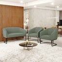 Ver imagem 2 de Sofá Namoradeira e 2 Poltronas Industrial Pto Stella Bouclê Menta D03 - D'Rossi