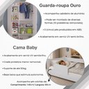 Ver imagem 4 de Kit Quarto Infantil Cama Montessoriana Baby com Colchão + Roupeiro Infantil Ouro com Chave - Branco