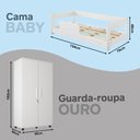 Ver imagem 2 de Kit Quarto Infantil Cama Montessoriana Baby com Colchão + Roupeiro Infantil Ouro com Chave - Branco