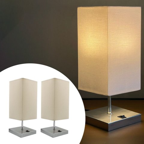 Kit 2 Abajur Luminaria de Mesa Quadrado com Interruptor Ref 49 Decoração Casa Sala Quarto Escritório