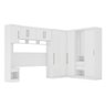 Quarto Modulado Paris de Casal Branco Guarda Roupa de Canto em L c/ Mesa de Cabeceira - Mercado dos  - 1