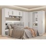 Quarto Modulado Paris de Casal Branco Guarda Roupa de Canto em L c/ Mesa de Cabeceira - Mercado dos  - 2