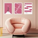 Ver imagem 2 de Kit 3 Quadros Bauhaus Rosa e Branco 45x34cm:moldura Preta