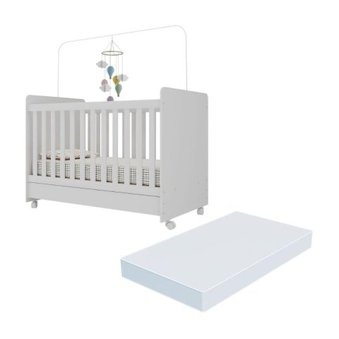 Berço Americano 3x1 com Colchão Incluso e Rodízios Pimpolho Multimóveis Mp4308 Branco