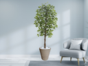 Ver imagem 2 de Planta Artificial Ficus Verde 2,10m kit + Vaso Redondo D. Grafiato Bege 40cm