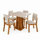 Ver imagem 1 de Conjunto Sala de Jantar 4 Lugares Quadrada Tampo de Vidro/MDF Flash Cobre/Off White/Bege - Casa Giul