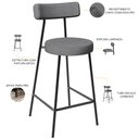 Ver imagem 4 de Kit 06 Banquetas Baixa Para Cozinha Sala De Jantar Bancada Milão L02 Linho Cinza Escuro - Lyam Decor
