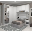 Ver imagem 1 de Guarda Roupa Dormitório Modulado Alpes Solteiro Espelho Porta Correr - Luciane M01e:branco