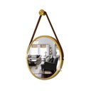 Ver imagem 2 de Kit 2 Espelhos Redondo Decorativo Suspenso Alça 40cm + Suporte Dourado Alça Caramelo