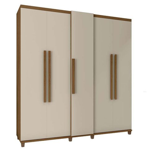 Guarda Roupa Casal 228cm 5 Portas Munique RV Móveis Cinamomo/Off White