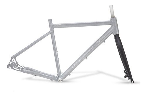 Quadro e Garfo Gravel Show 2023 Aro 700 Cinza Prata Alumínio - 1