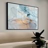 Quadro Decorativo Abstrato Mármore Neutro em Moldura Caixa TaColado Moldura Trad 1cm Madeira Escura  - 1