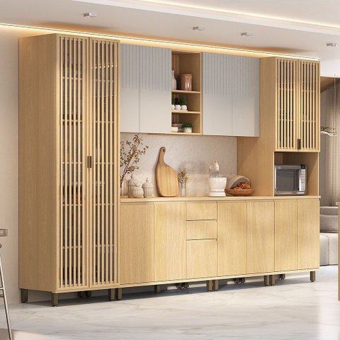 Cozinha Completa 100% MDF 6 Peças com Espaço para Micro-Ondas e Tampo 340cm Aura Luciane Móveis
