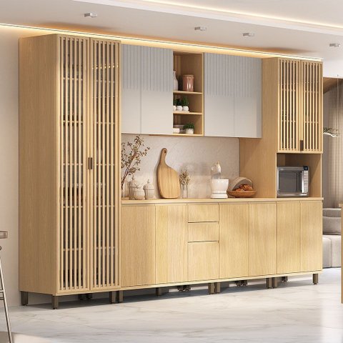 Cozinha Completa 100% MDF 6 Peças com Espaço para Micro-ondas e Tampo 340cm Aura Luciane Móveis