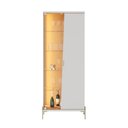 Ver imagem 5 de Cristaleira 180cm LED com Porta e Prateleiras de Vidro e Pés em Metal Sena Branco/Off White Matte/Freijó