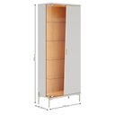 Ver imagem 3 de Cristaleira 180cm LED com Porta e Prateleiras de Vidro e Pés em Metal Sena Branco/Off White Matte/Freijó