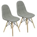 Ver imagem 1 de Kit 2 Cadeiras Estofadas Charles Eames Eiffel Botonê com Pés de Madeira Clara Cinza Médio