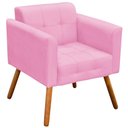 Ver imagem 1 de Poltrona Decorativa Pés Palito Karen Suede Rosa - Gran Belo