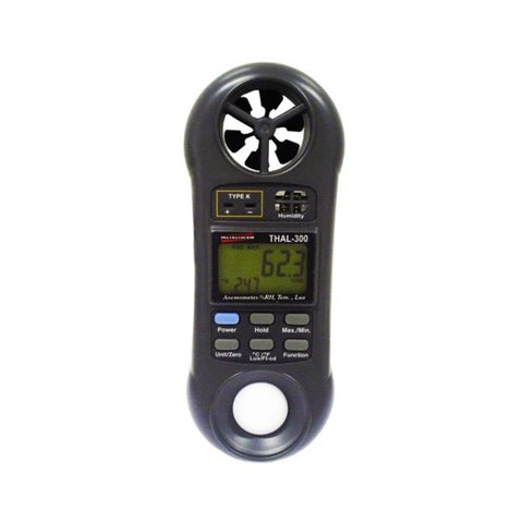 Termo Higrômetro Digital Lcd Anemômetro Luxímetro Fotocélula Data Hold Thal-300 Portátil