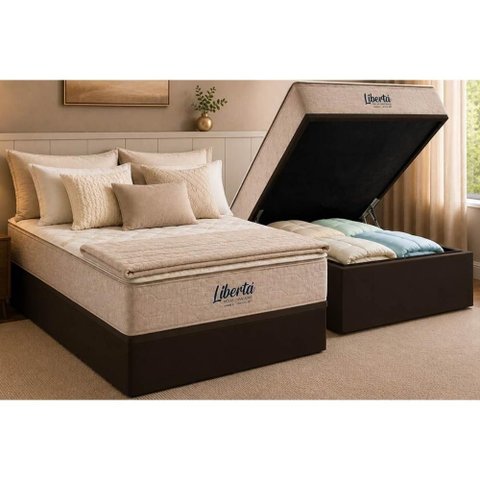 Cama Box Baú Crc Casal +Colchão Molas Master Pocket Libertá Inovaflex 138