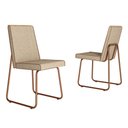 Ver imagem 7 de Conjunto Mesa de Jantar C/ Vidro + 4 Cadeiras Estofadas Wo Cor:off White com Rosê Cobre