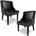 Ver imagem 1 de Kit 2 Cadeiras Decorativas Sala de Jantar Base Fixa de Madeira Firenze Pu Preto Brilho G19 - Gran Be