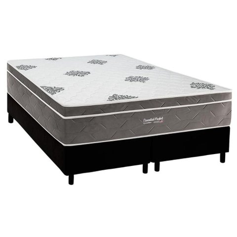 Conjunto Box Base Queen: Colchão Molas Inovaflex Ensacadas Essential+base Crc Corano Black158x198