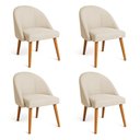 Ver imagem 1 de Kit 04 Cadeiras Poltrona de Jantar Luna Suede Bege Pés Palito Castanho