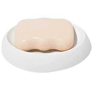 Saboneteira Porta Sabonete Banheiro Oval Luxo 12,5cm em Cimento - Branco