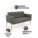 Ver imagem 5 de Sofá Namoradeira 2 Lugares Pé de Ferro Dourado Elisa Suede Grafite D03 - D'Rossi